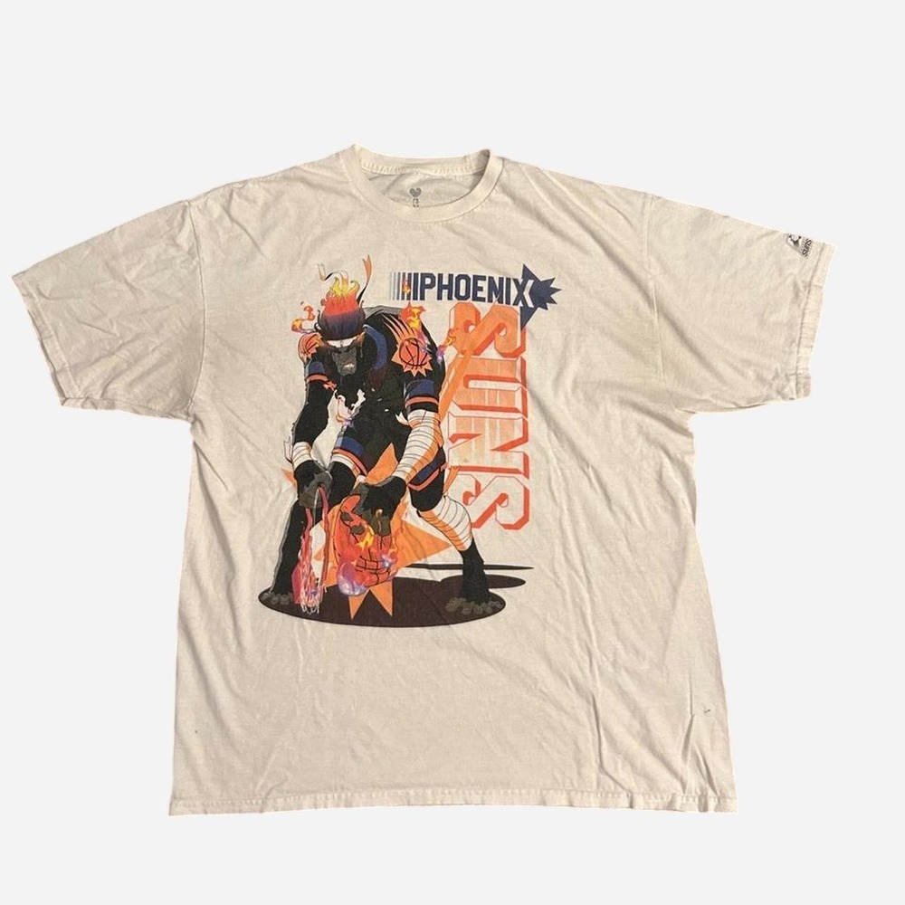 NBA Phoenix Suns Anime Graphic T-Shirt Mens XL White Basketball Tee